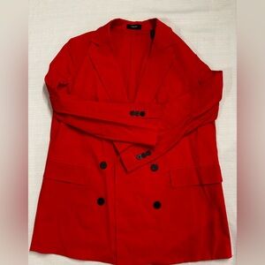 Theory Red Double-Breasted Blazer